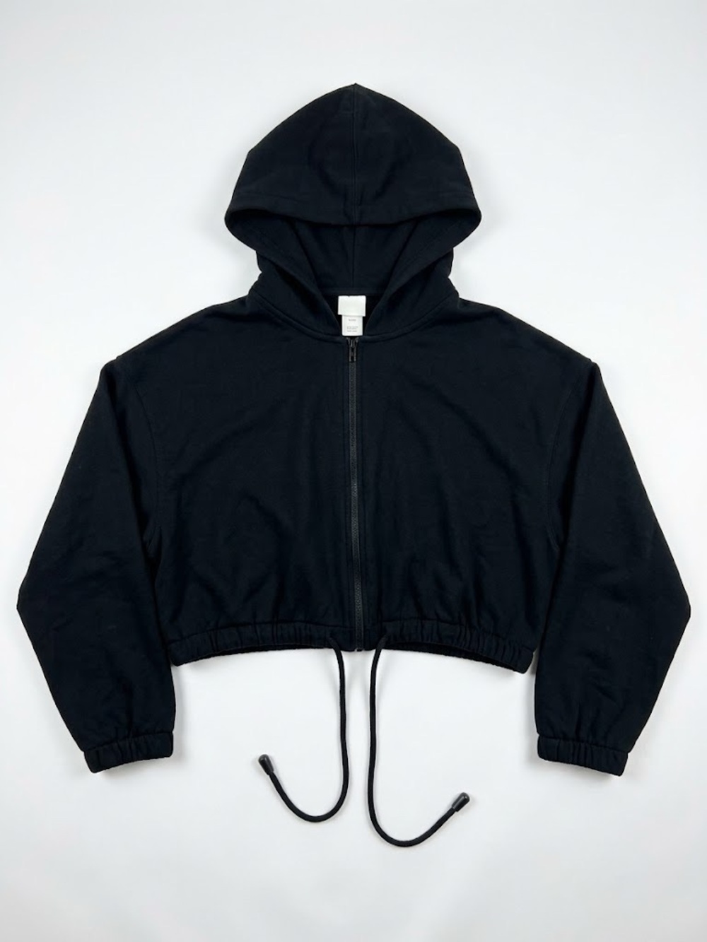 H&M Black Cropped Zip-Up Hoodie Jacket